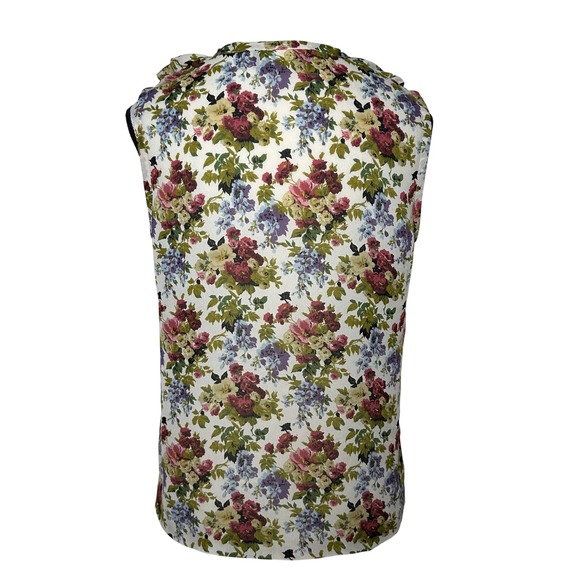 VTG 90s Wrapper Floral Ruffle Blouse Romantic Goth Whimsy Cottagecore Boho Top M - Picture 3 of 10